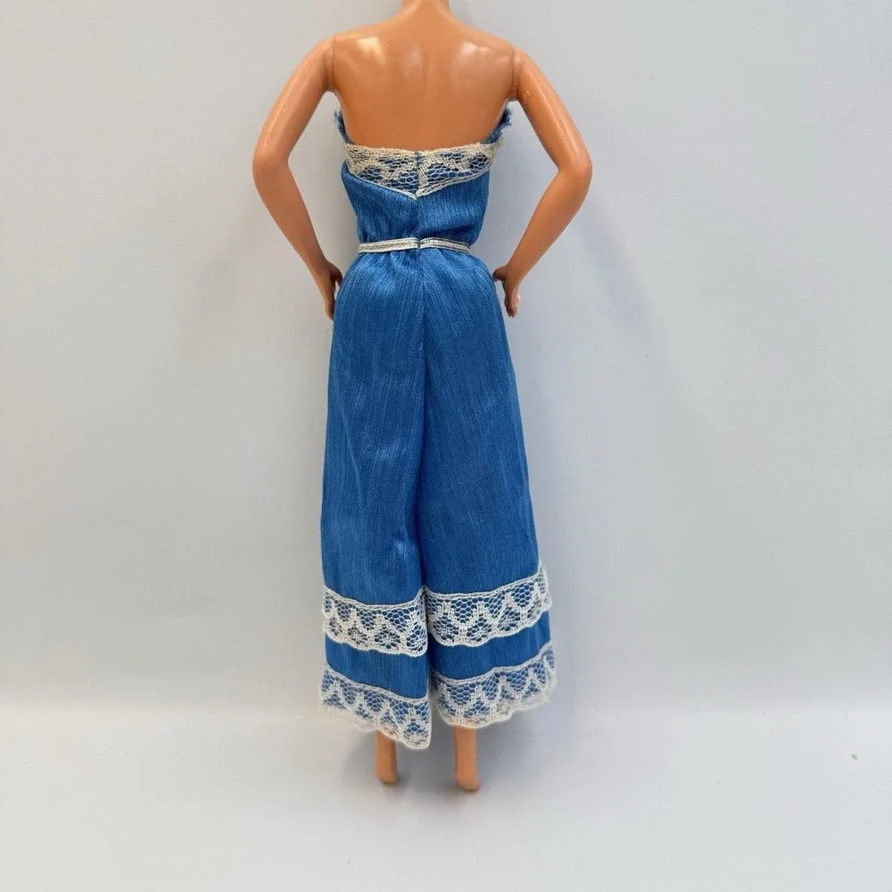 Vtg Barbie Fashion Fun‎ Romantic Nights Blue Satin Dress #5712 Lace Trim Flawed